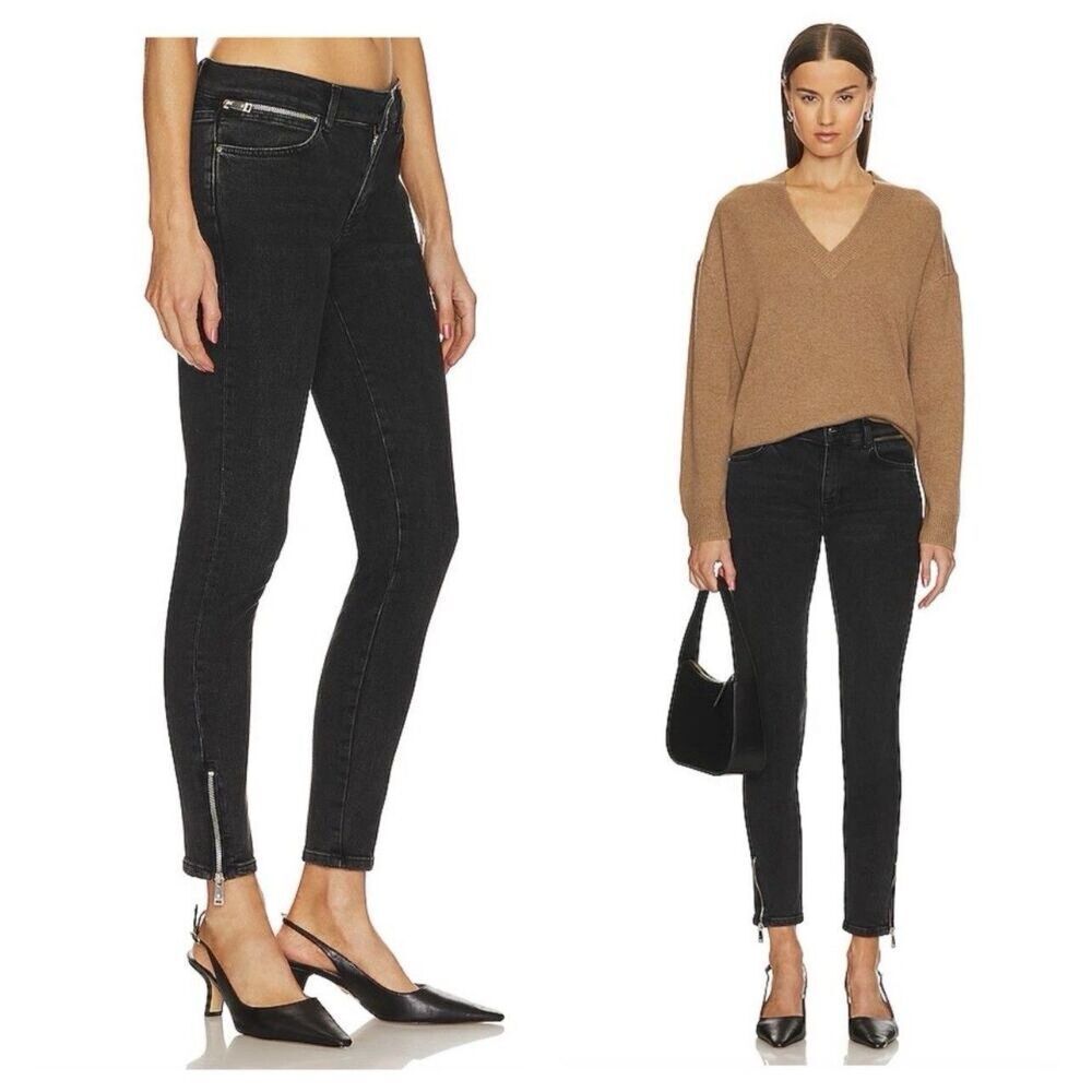 Anine Bing Jax Low Rise Ankle Skinny Jeans Size 29 in Smoke Black - Picture 1 of 11